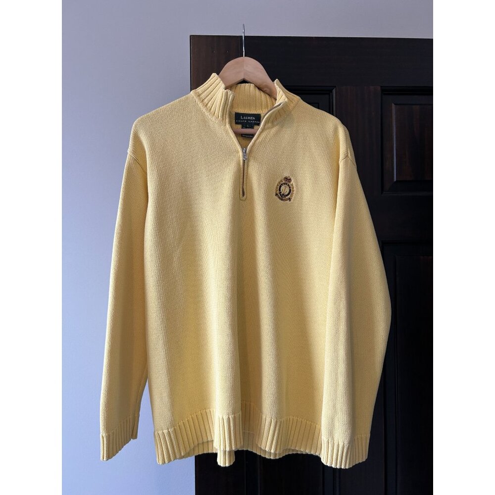 Men's Bright Yellow Quarter Zip SIze L Ralph Lauren